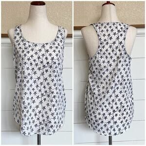 Forever‎ 21 White Blue Star Scribbles Racerback Tank blouse